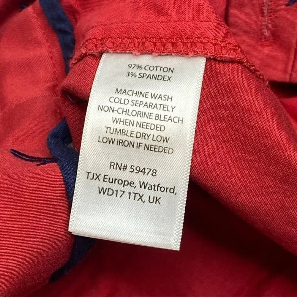 Telluride red with navy blue embroidered sailboat shorts size 6